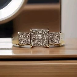 0.75CT DIAMOND DRESS RING/9CT YELLOW GOLD/SIZE M