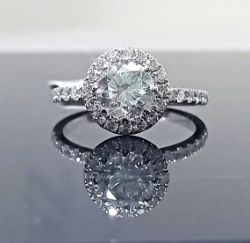 1.75CT DIAMOND HALO SET ENGAGEMENT RING/18CT WHITE GOLD + GIFT BOX + VALUATION CERT OF £6995