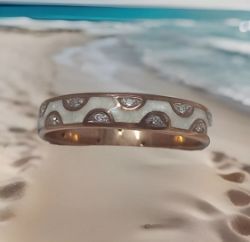 CERAMIC & 0.10CT DIAMOND RING CREAM & ROSE /STERLING SILVER/N
