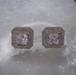 SILVER EARRINGS 925 LARGE CUBIC ZIRCONIA
