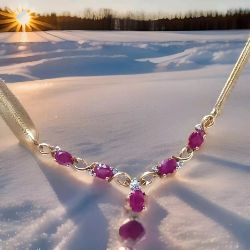 9CT YELLOW GOLD RUBY AND DIAMOND NECKLACE 18