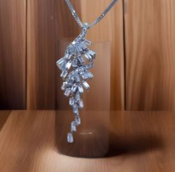 BAGUETTE & ROUND CUT DIAMOND CASCADE NECKLACE IN 18CT WHITE GOLD GIFT BOX+CERT OF £6,500