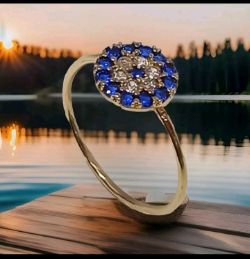 18CT YELLOW GOLD RING CUBIC ZIRCONIA.SIZE O