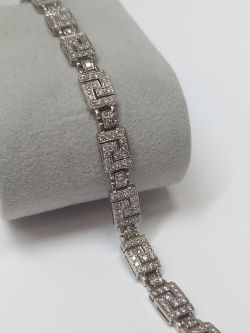 3CT DIAMOND GREEK KEY DESIGN BRACELET 6 1/2 LENGTH