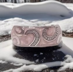 CERAMIC & 0.10CT DIAMOND RING PINK /STERLING SILVER/SIZE K1/2