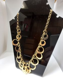 GOLD MULTI CIRCLES VERMEIL 925 SILVER ITALY NECKLACE 17