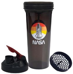 24 X LARGE 800ML PROTEIN SHAKER BOTTLES NASA SUNSET ROCKET (BRAND SMARTSHAKE)