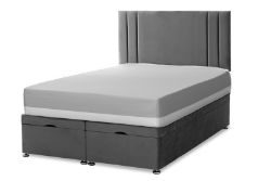 FREE DELIVERY - VERTICAL LINE VELVET OTTOMAN - SINGLE - GREY(MTOSB-00337-4)