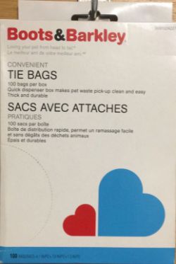 79 PACKS OF 100 TIE BAGS - BOOTS & BARKLEY CONVENIENT TIE BAGS - PET WASTE PICK-UP