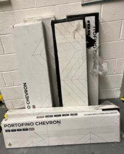 6 X PORTOFINO CHEVRON BUTTERNUT FLOOR LAMINATE FLOORING BOARD 12MM THICK NEW BOX
