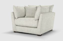 SOFOLOGY TALLULAH CHAIR BASKETWEAVE CHENILLE CREAM ALL OVER FEET WALNUT RRP Â£719