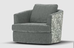 SOFOLOGY PIAZZA CHAIR ASTON CHENILLE SLATE/RICO GREY MIX SWIVEL RRP Â£719