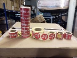 APPROX 900 ROLLS OF RETAIL STORE PRICING LABELS