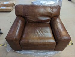 SOFOLOGY HOXLEY LOVESEAT ARMCHAIR IN VIRGINIA WHISKEY LEATHER RRP Â£999