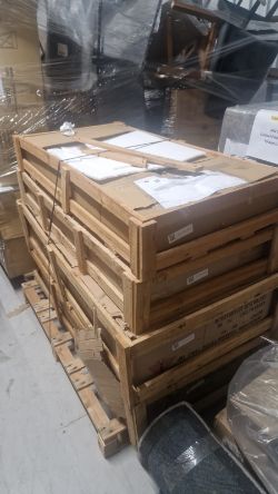 PALLET CONTAINING ALFRANK DESIGNS SAVANNAH OCCASIONAL TABLES COFFEE TABLE MARBLE WHITE