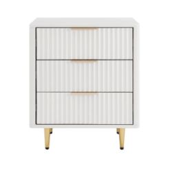 DUSK GRACIE 3 DRAWER BEDSIDE TABLE - WHITE/GOLD RRP £159