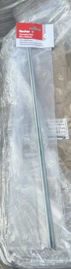 HARDWARE CLEARANCE 700X FISCHER THREADED ROD M6X500MM