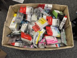 BIG BOX OF GENUINE UNUSED PRINTER INKS - HP EPSON BROTHER CANON DELL