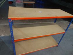 HEAVY DUTY COMMERCIAL STORAGE SHELVING UNIT METAL /WOODEN STORAGES STRONG METAL USED VGC