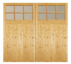 ELD-WEN REDWOOD GARAGE GLAZED DOOR PAIR - OBSCURE GLASS - UNFINISHED IN BOX