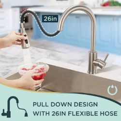 KITCHEN SINK TAPS MIXER WITH PULL OUT SPRAY, SWIVEL SINGLE HANDLE HIGH ARC NEW BOX