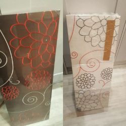 LARGE CANVAS WALL ART HANGING HOME DECO PICTURE BEIGE RED BROWN PATTERN W/ SCREW X 2