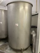Stainless steel single skin liquid storage vessel.