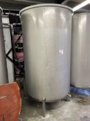 Stainless steel single skin liquid storage vessel.