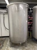 Stainless steel single skin liquid storage vessel.