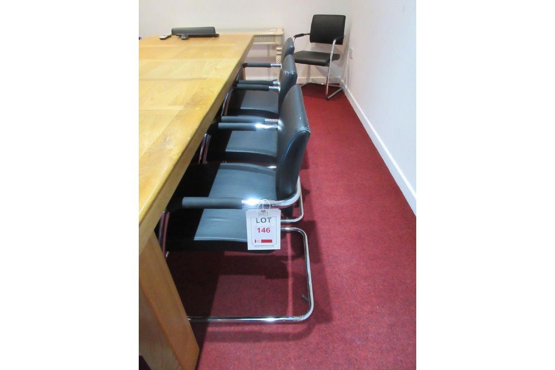 Ten chrome framed leatherette static boardroom armchairs - Image 1 of 7