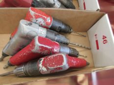 Four assorted pneumatic pistol grip drills