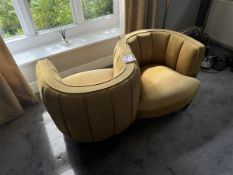 Yellow suede 'Lovers Bench' and dual opposite seater