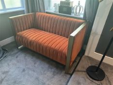 Orange suede sofa and orange suede chair