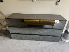 Mirror fronted wooden framed 3-drawer storage unit