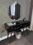 Black chest dressing table with mirror & stool