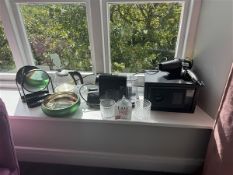 Assorted hotel appliances, including a singing bowl, hotel safe & one Broomhill room diffuser (Broom