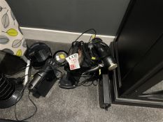 Assorted hotel appliances, including hotel safe