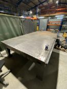 Steel frame welding inspection table, approx 3660 x 1875mm. Please note contents not included