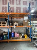 Two bays of boltless 3-shelf adjustable racking