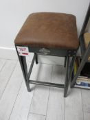 Steel Vintage manufactured bespoke metal frame leather seated stool, height 700mm