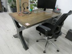 Steel Vintage manufactured bespoke metal frame hardwood top desk, 1600 x 750mm, metal 4-drawer under