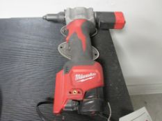 Milwaukee M12 BPRT cordless pop rivet gun, 2 x batteries, 1 x charger