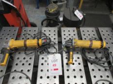 Two Dewalt DWE 4206 angle grinders, 240v