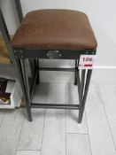 Steel Vintage manufactured bespoke metal frame leather seated stool, height 700mm