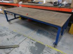 Metal frame timber top mobile workbench 2500 x 940mm