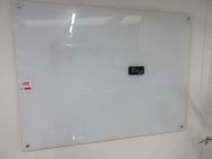Wall mounted glass wipeboard, two canvas pictures