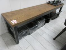 Steel Vintage manufactured bespoke metal frame solid wood top bench seat, 1.8m x 400mm Due to weight