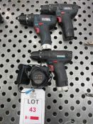 Three Bosch Professional screwdrivers, 1 x charger