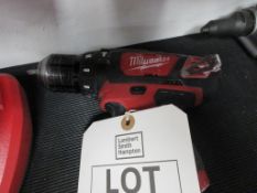 Milwaukee M12 BPD cordless drill driver, 2 x batteries, 1 x charger