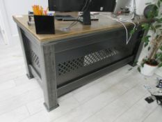 Steel Vintage manufactured bespoke metal frame hardwood top desk, 1600 x 750mm, metal 3-drawer under